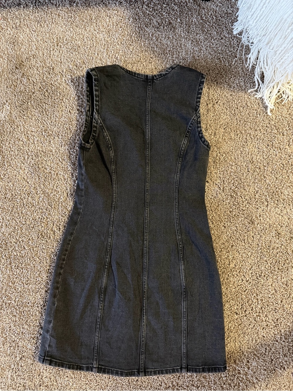 Abercrombie & Fitch Black Sleeveless Button-Front Denim Dress - Picture 3 of 3
